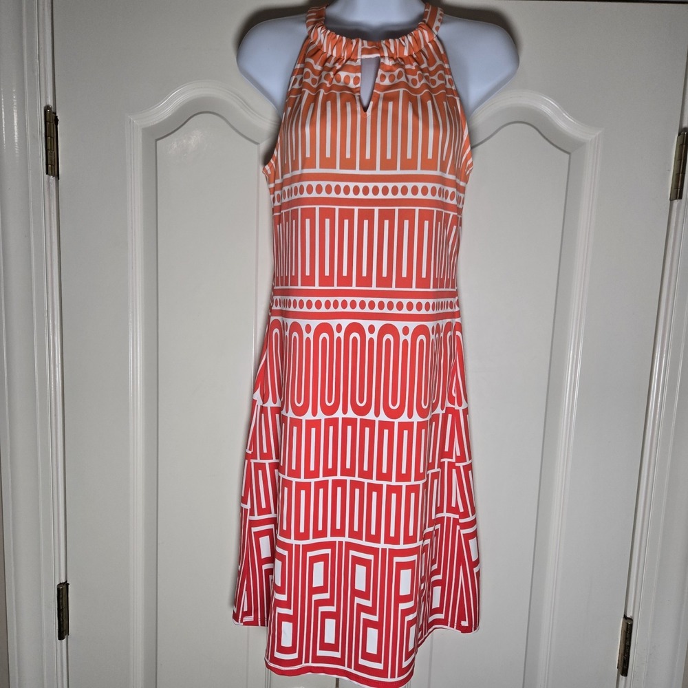 JUDE CONNALLY Dress‎  Geometric Ombra Orange/Red Summer Dress Size Small EUC